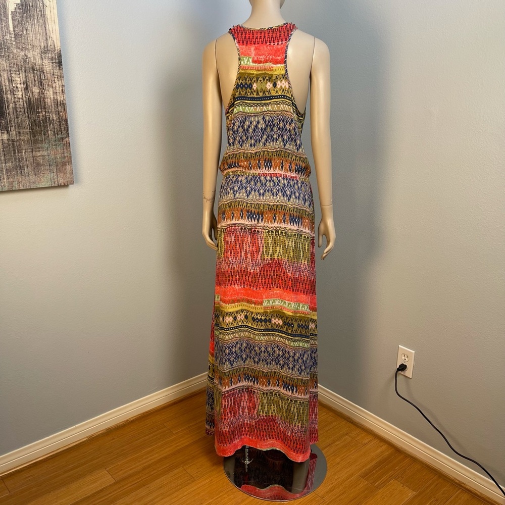 Line Dot Colorful Patterned Maxi Dress size Medium - Picture 6 of 10